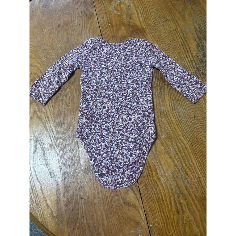 2 Carter's 9M Snap Baby Girl Bodysuit Stripes and Flowers